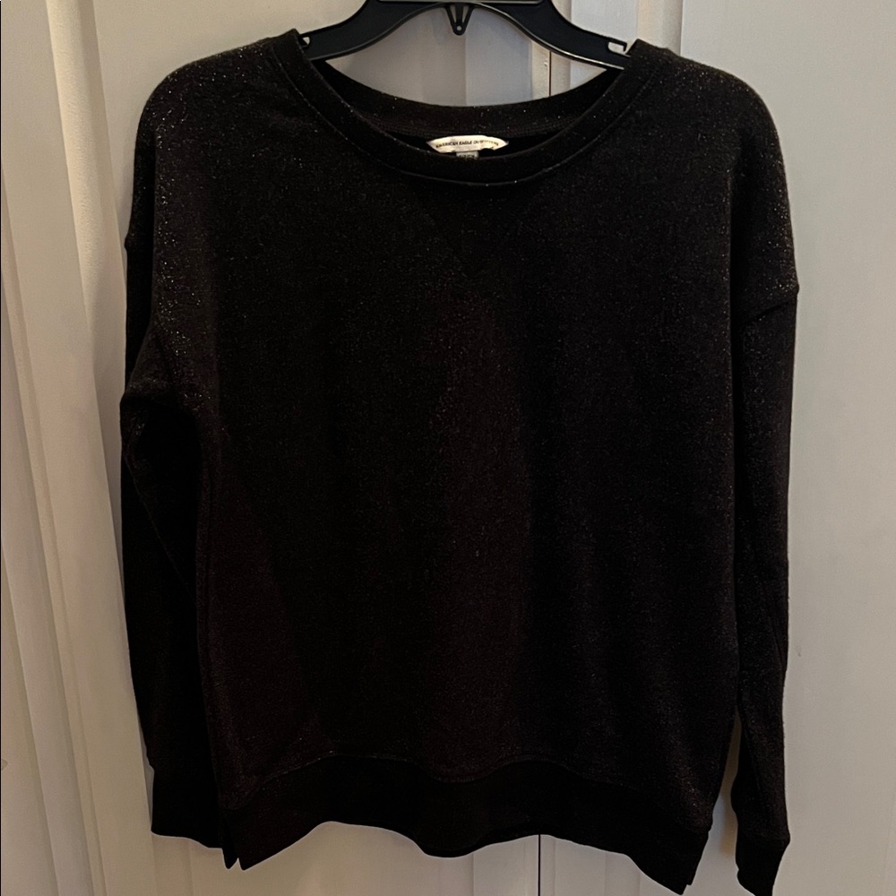 American Eagle Outfitters Black Crew Neck Shimmer Sweater